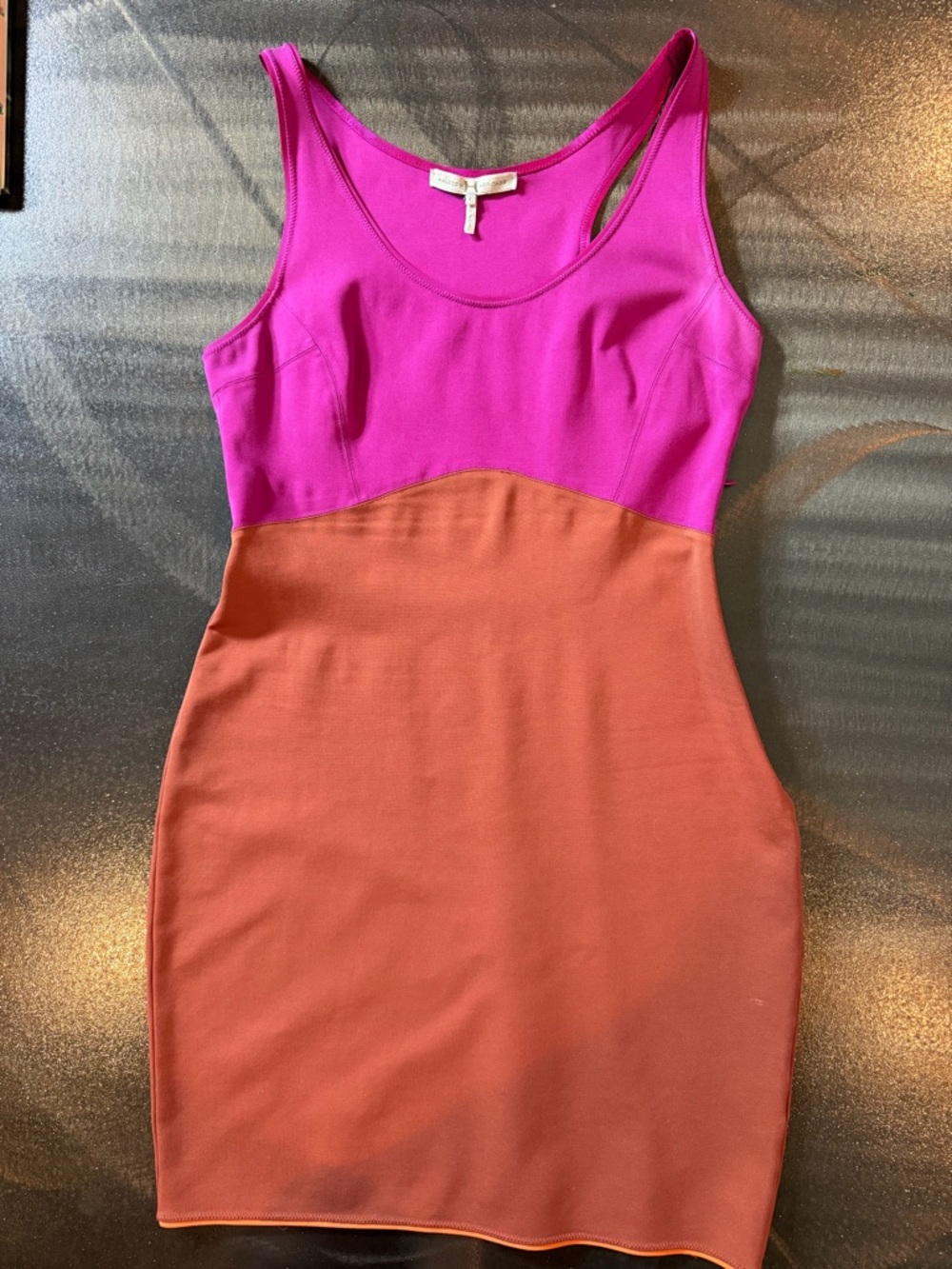 Halston Heritage Colorblock Bodycon Dress Pink & Rust Size 8 Super Flattering!